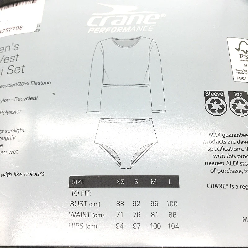 Crane Performance Black & Camo Rash Vest & Bikini Set Swimwear Ladies Sze XS NEW - Image 4