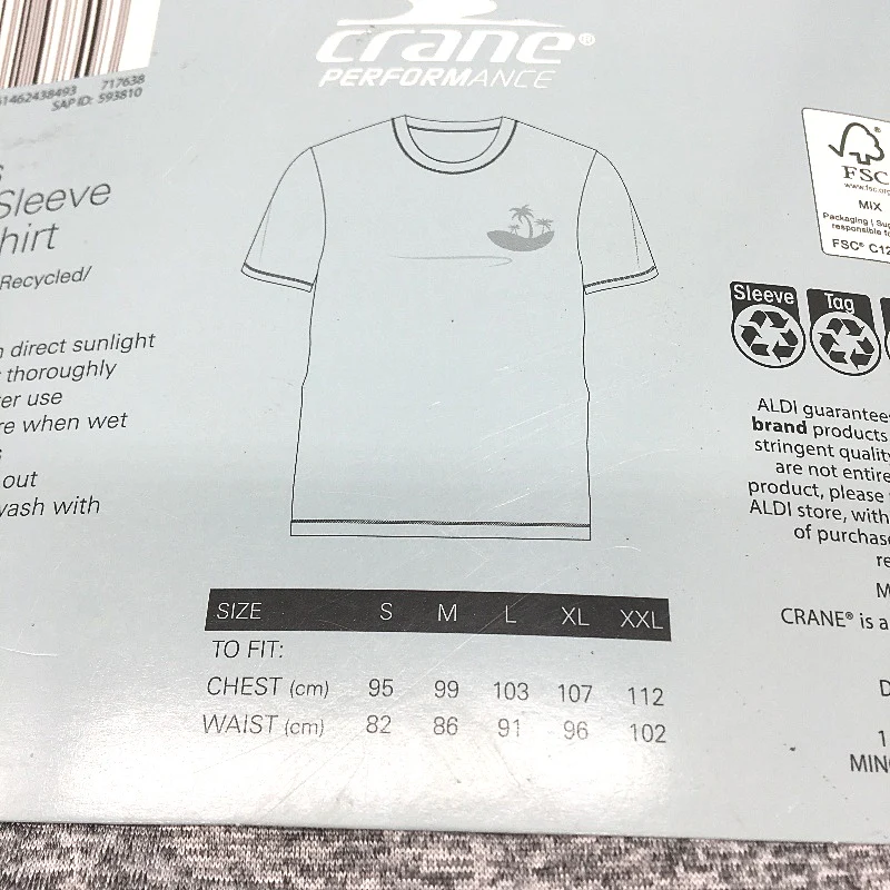 Crane Performance 2 Pack Long & Short Sleeve Grey Rash Vests Mens Size XL NEW - Image 4