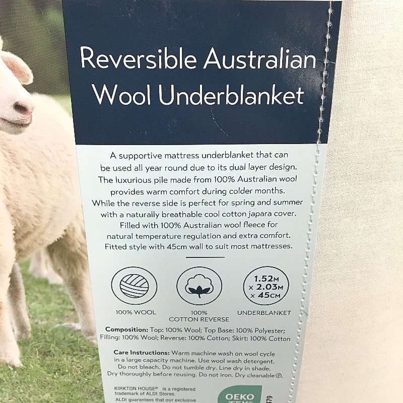 Kirkton House Reversible 100% Australian Wool Winter Underblanket QUEEN NEW - Image 5