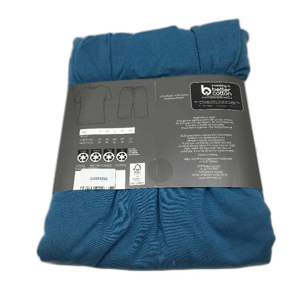 Westbay Teal Black Modal Cotton Blend Short Sleeve PJ Set Mens Size L NEW - Image 2