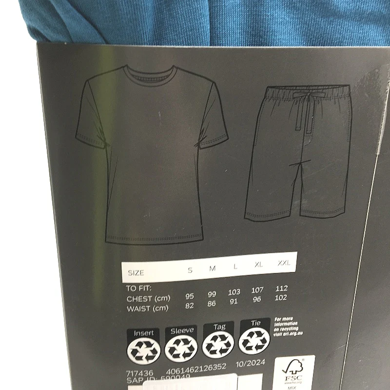 Westbay Teal Black Modal Cotton Blend Short Sleeve PJ Set Mens Size L NEW - Image 4