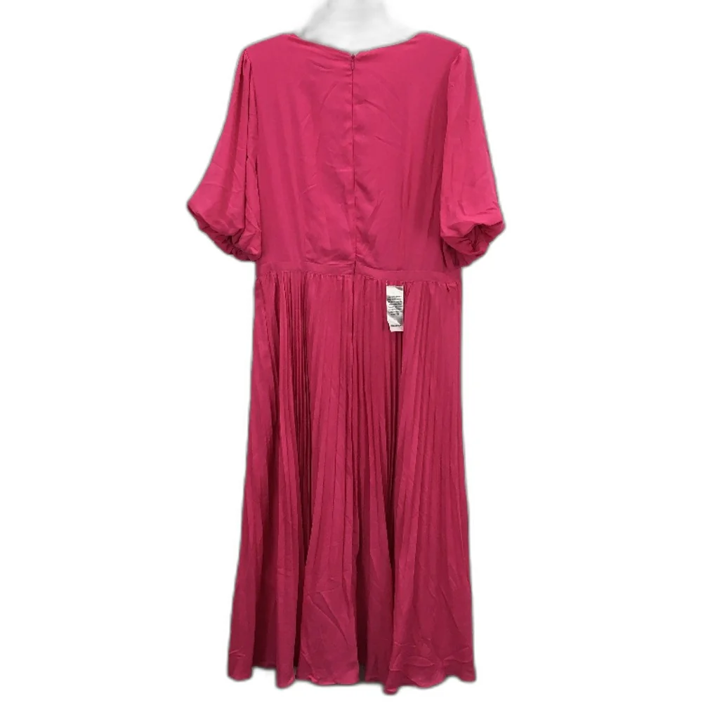 Forever New Pink Short Puffy Sleeve Flowy Midi Dress Ladies Size AU 16 NEW - Image 2