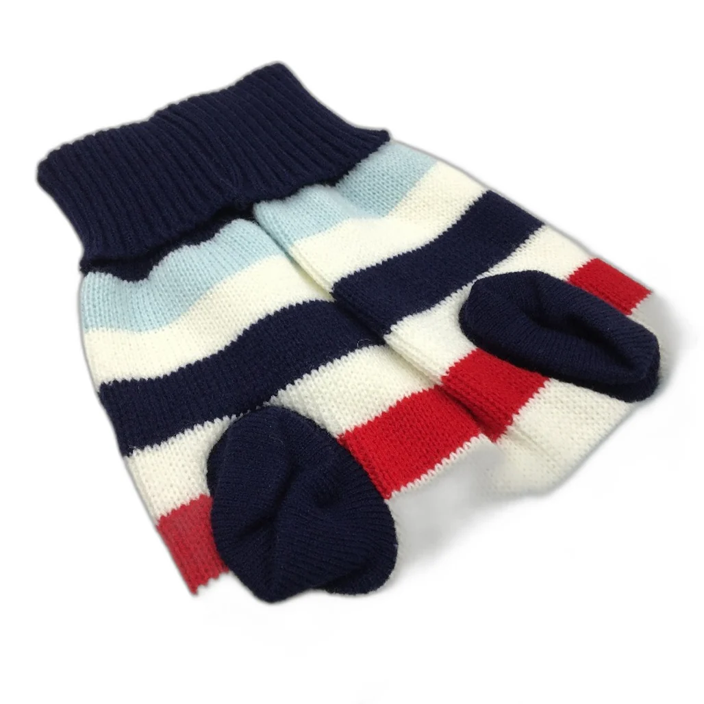 Milo & Mink Navy, White & Red Knit Striped Turtleneck Winter Dog Jumper Size M - Image 3