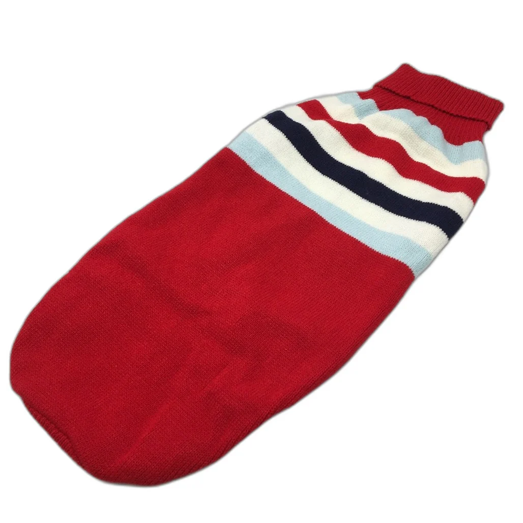 Milo & Mink Red, White & Blue Knit Striped Turtleneck Winter Dog Jumper Size M