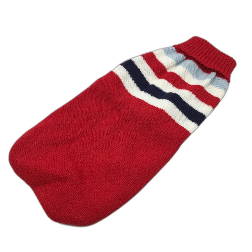 Milo & Mink Red, White & Blue Knit Striped Turtleneck Winter Dog Jumper Size XXS