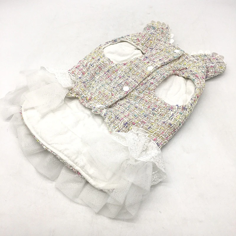 Chic Multicoloured Pastel Doggy Button Up Dress Up Dog Vest Tutu Size XS - Image 2