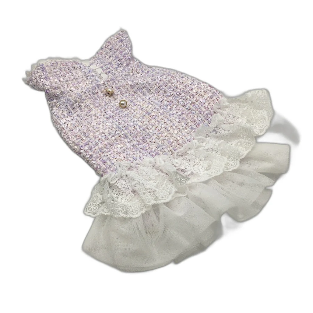 Chic Dog Pastel Purple Button Up Check Doggy Dress Up Vest Tutu Size 3XS