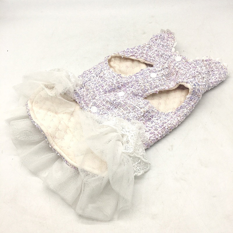 Chic Dog Pastel Purple Button Up Check Doggy Dress Up Vest Tutu Size 3XS - Image 2