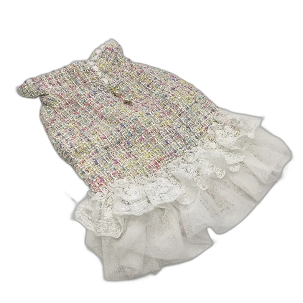 Chic Multicoloured Pastel Doggy Button Up Dress Up Dog Vest Tutu Size 3XS