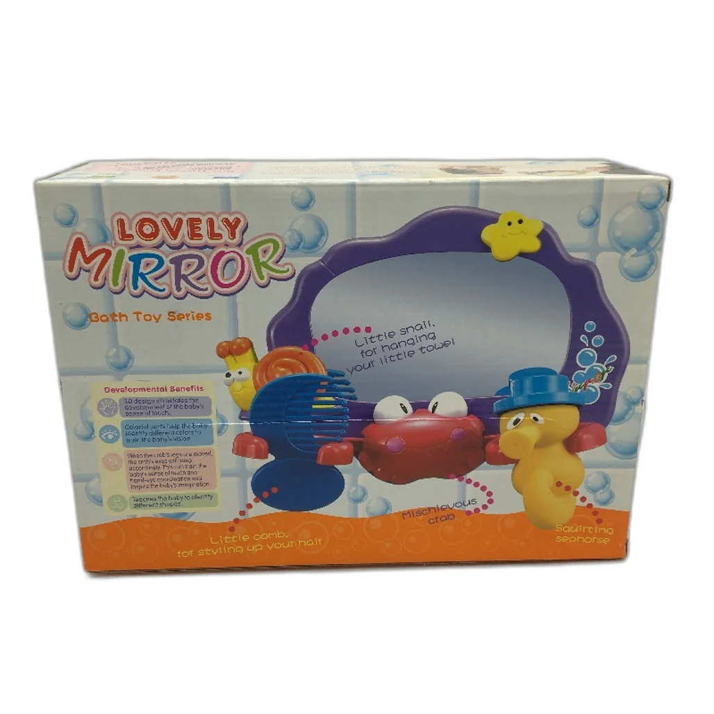 Suction Cup Lovely Mirror Bath Toy Inc Com & Seahorse Water Squirter NEW - Image 2