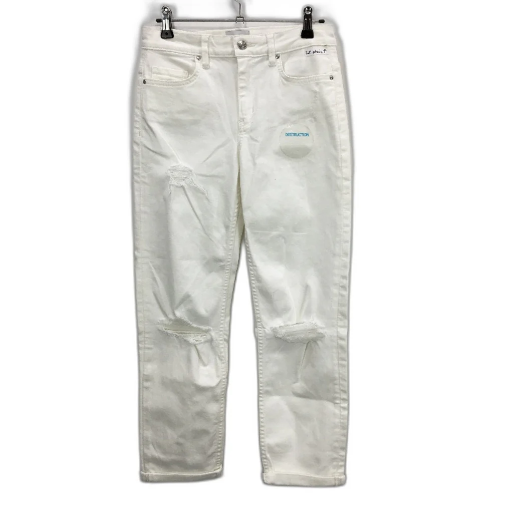 Riders by Lee White Slim Crop Ripped Cuffed Ankle Denim Jeans Ladies Size 9