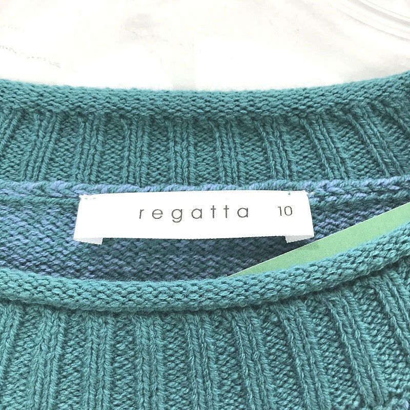 Regatta Green & Teal Round Neck Lightweight Knit Top Ladies Size 10 NEW - Image 3