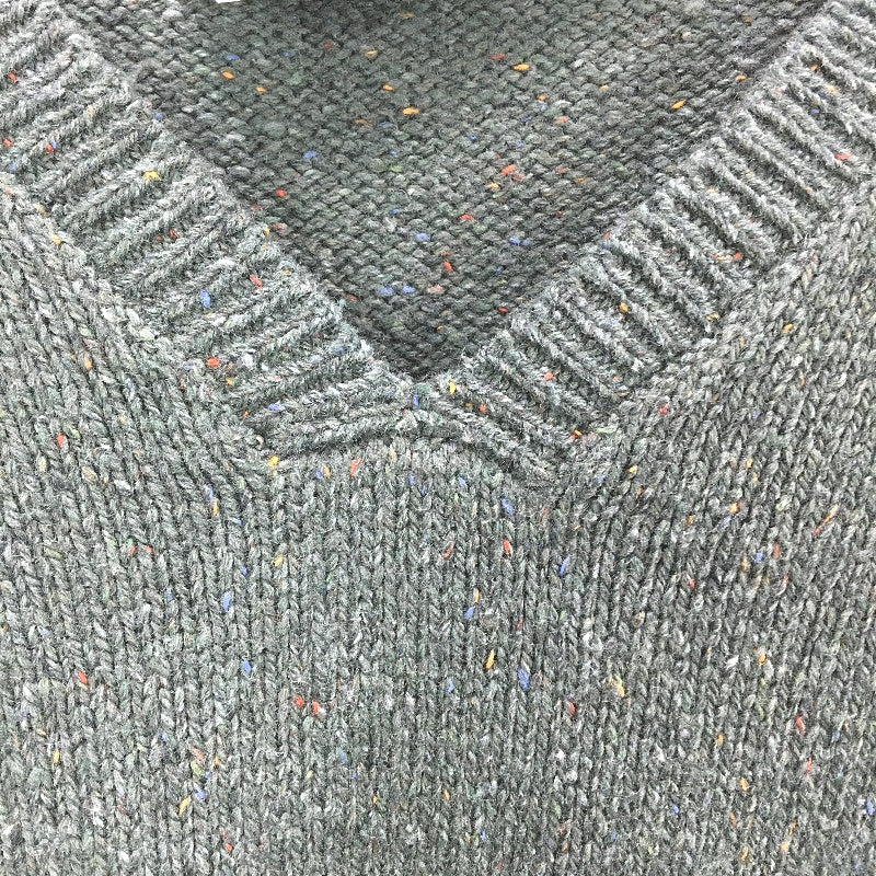 Regatta Khaki Green Fleck V Neck Knit Cotton Blend Jumper Ladies Sz 10 NEW - Image 4