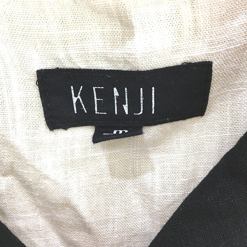 Kenji Orange Black Tropical Palm Tree Linen Blend Summer Shirt Mens Sz M NEW - Image 3