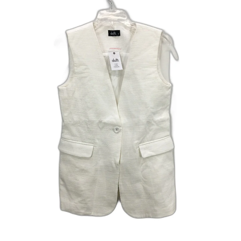 Dotti Ellie White Longline Vest Single Button Closure Ladies Size AU 8 NEW