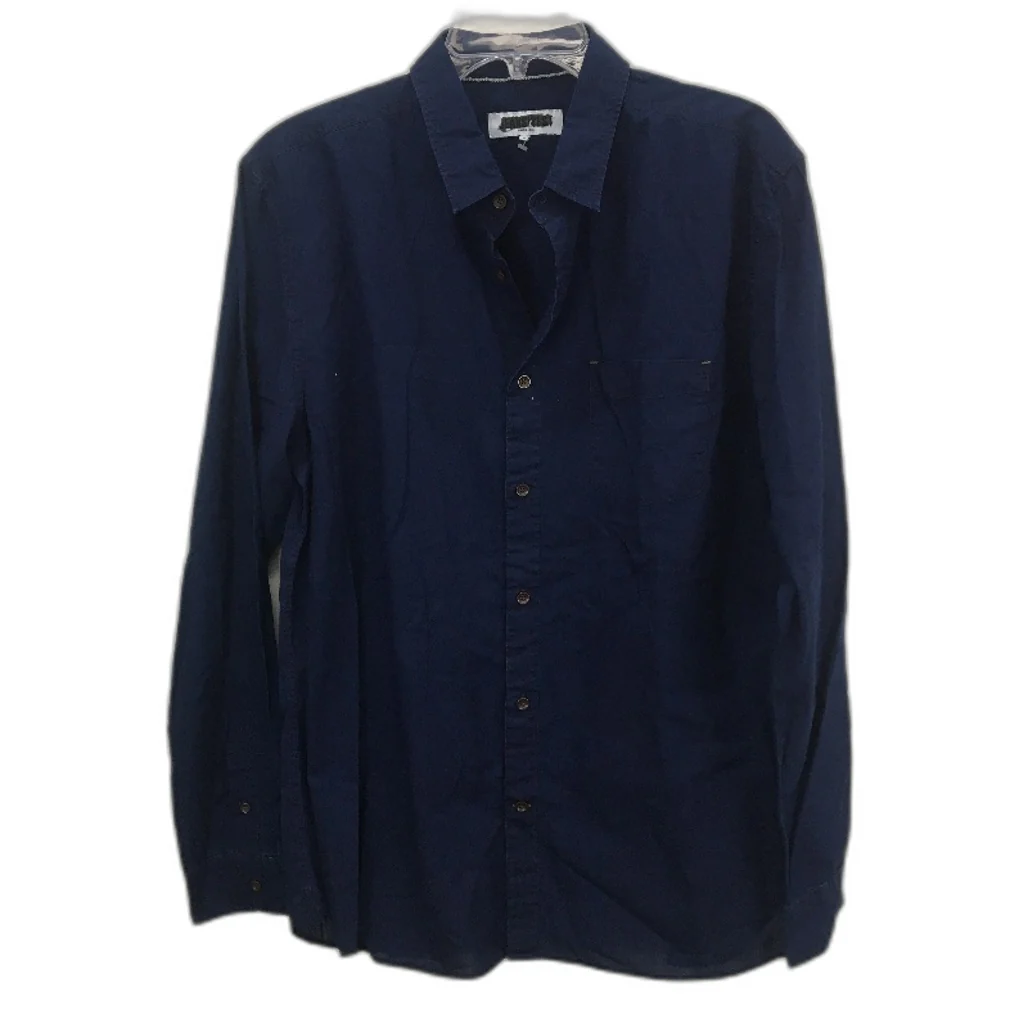 Jeanswest Cooper Navy Plain Long Sleeve Button Up Shirt Mens Size Large