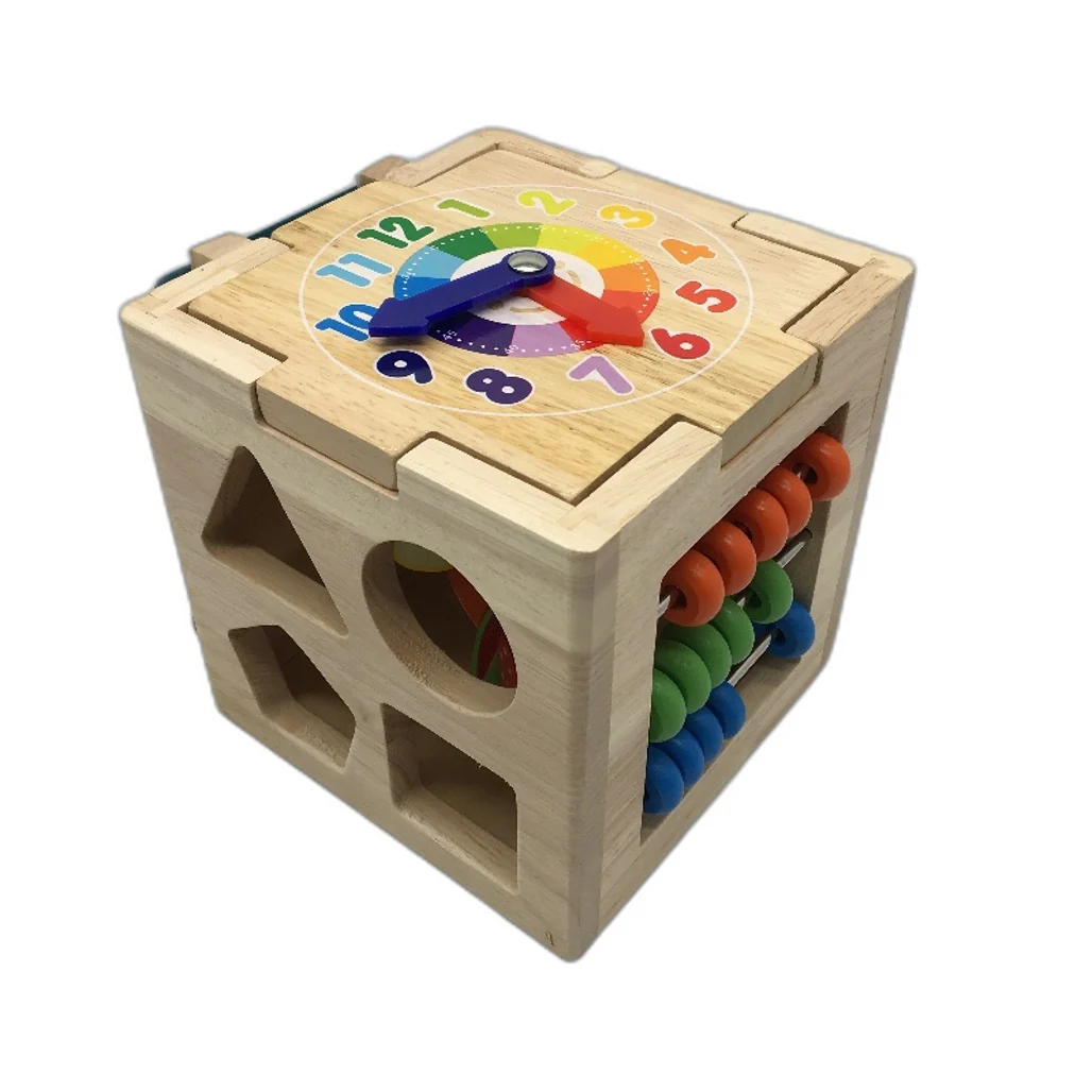 Time Teacher Shape Sorter Wooden Activity Cube Ages 12+Months NEW - Image 2