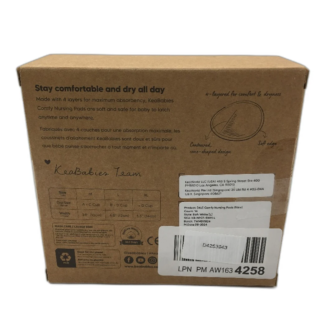 KeaBabies Soft White Comfy Nursing Pads With Contour For Mums 14 Pack Size L NEW - Image 5