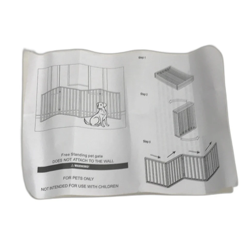 PAWZ 4 Panel Freestanding Foldable Wooden Pet Animal Gate Black NEW - Image 4