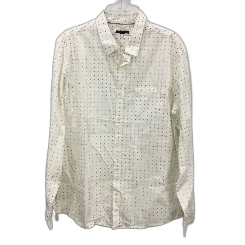 Jeanswest 2 Pack White Navy Pattern Cotton LSleeve Casual Shirts Mens Size L NEW - Image 2