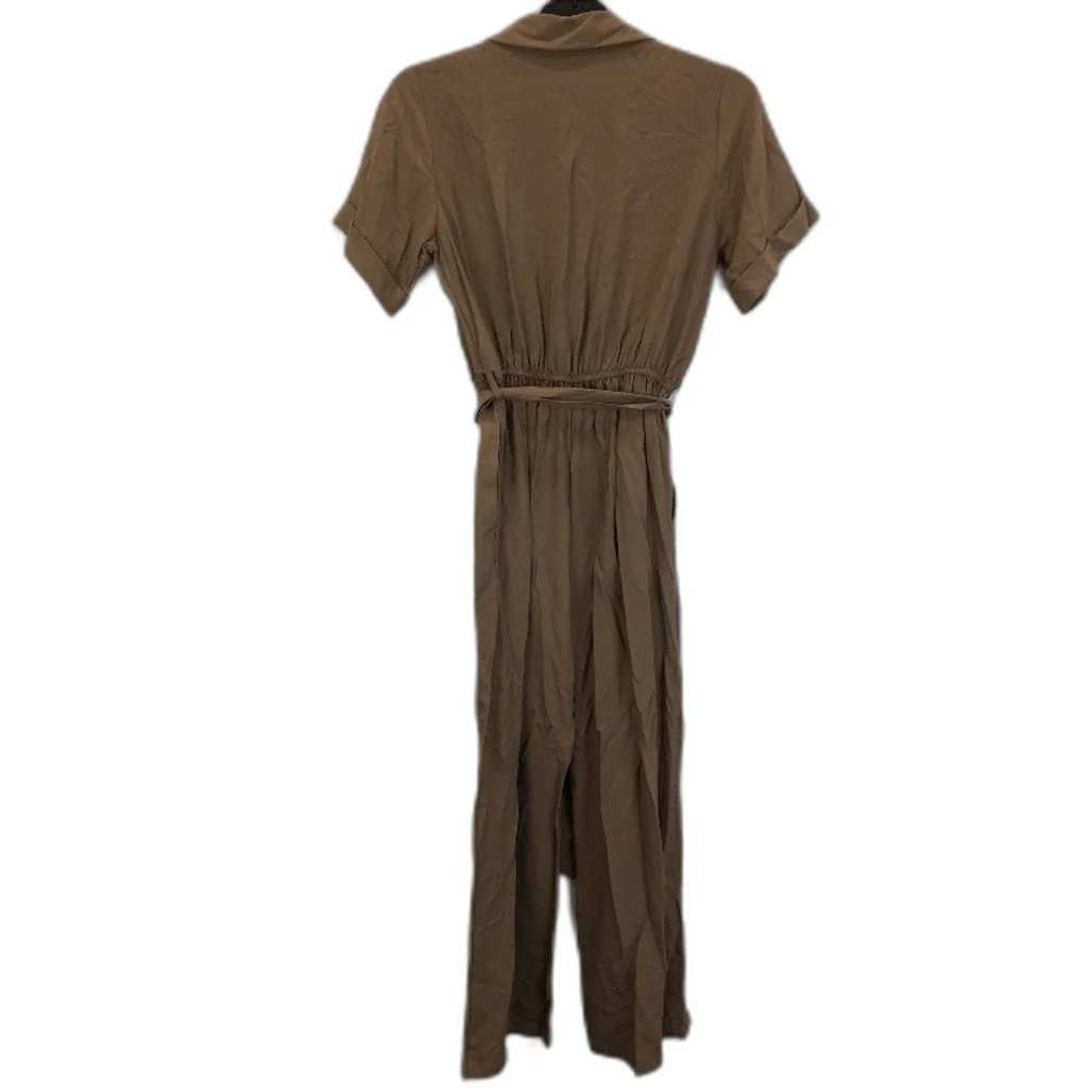 Dannii Minogue Petites Long Brown Jumpsuit with Belt Size 6 NEW - Image 2