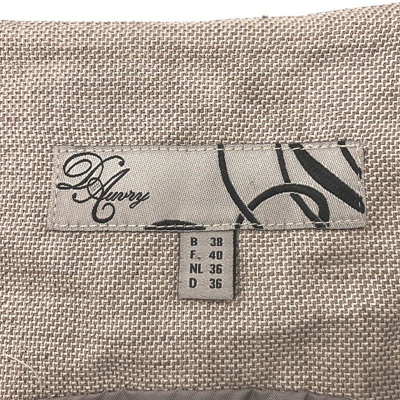 D'Auvry Khaki & Black Linen Cotton Blend Straight Line Dress Ladies Size 38 (S) - Image 3