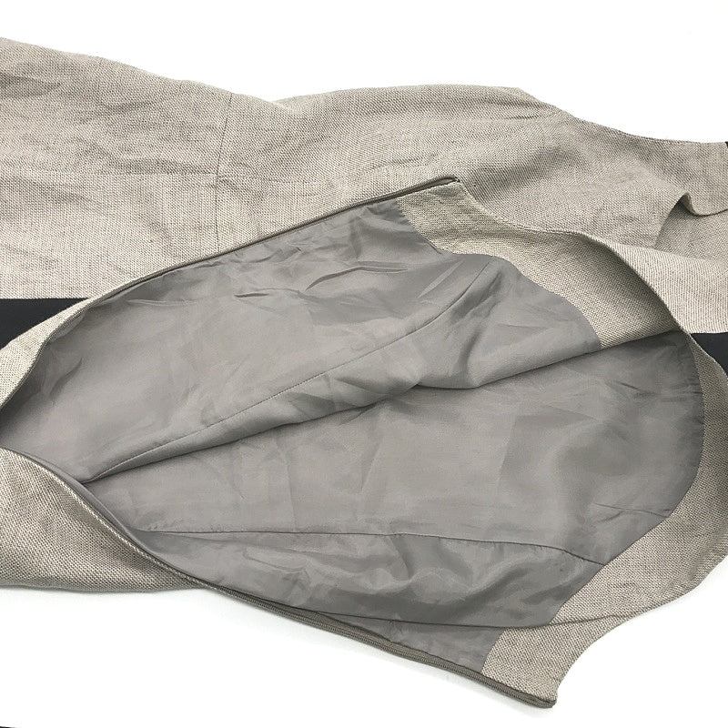 D'Auvry Khaki & Black Linen Cotton Blend Straight Line Dress Ladies Size 38 (S) - Image 4