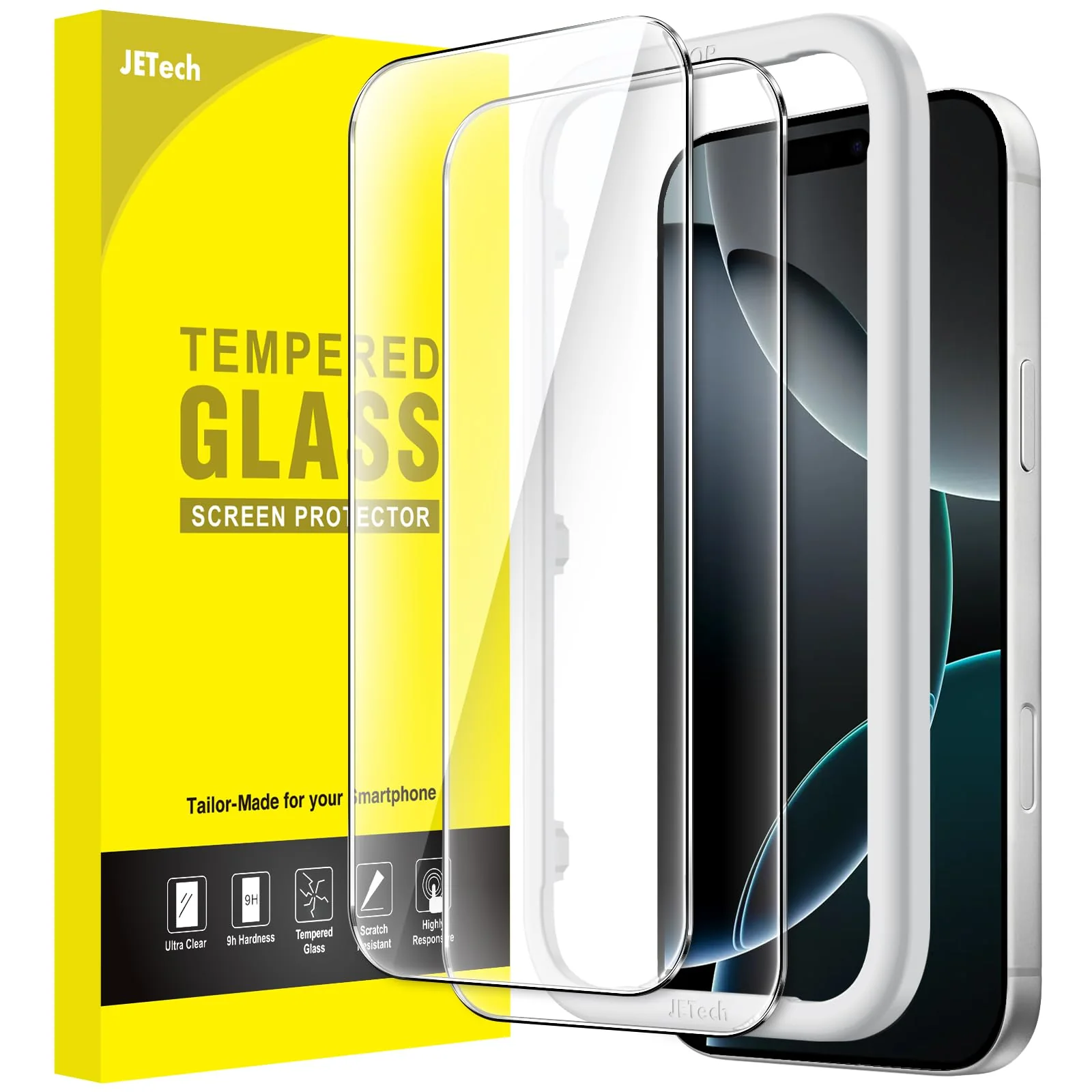 JETech Tempered Screen Protectors Glass Screen Protector for iPhone 16 Pro NEW