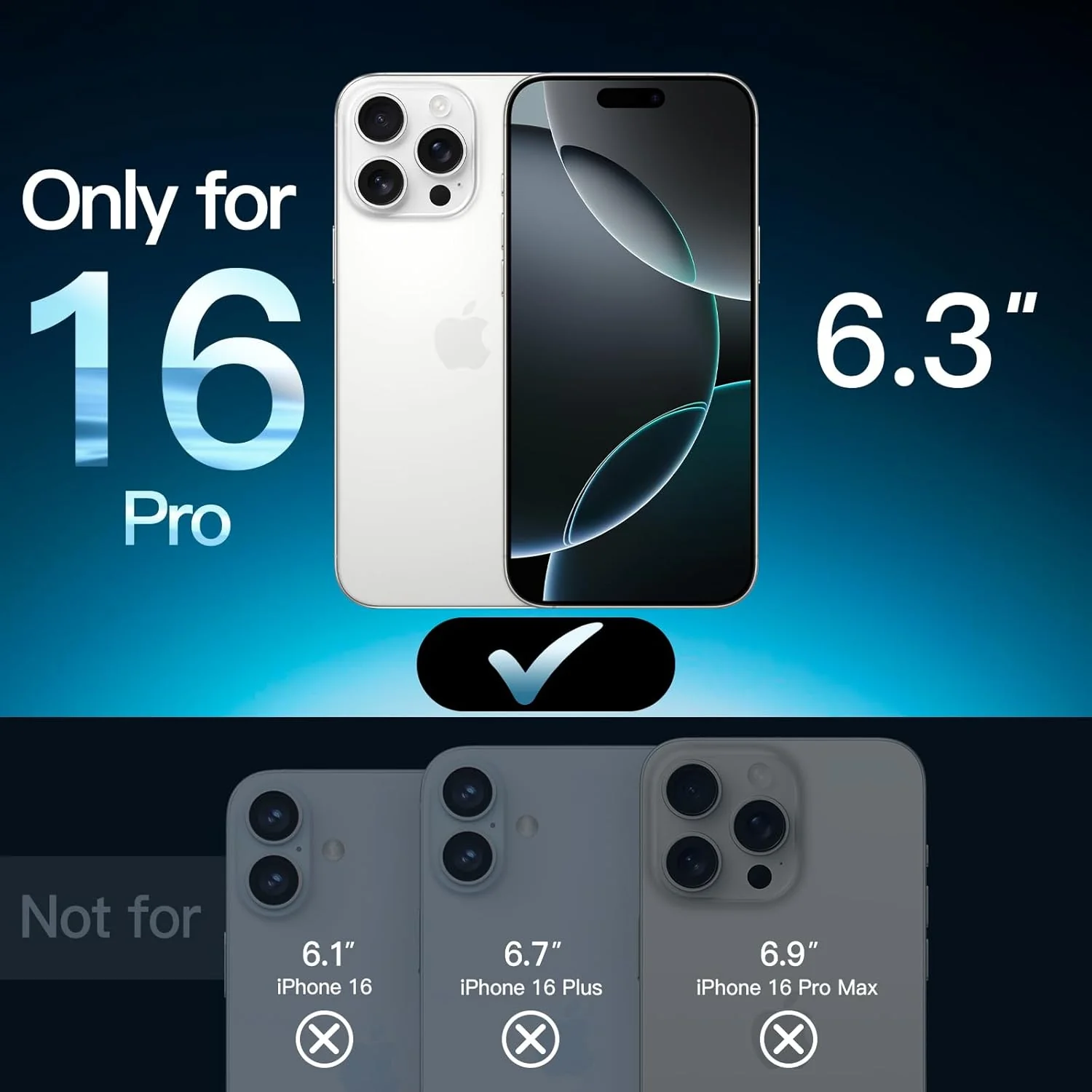 JETech Tempered Screen Protectors Glass Screen Protector for iPhone 16 Pro NEW - Image 2