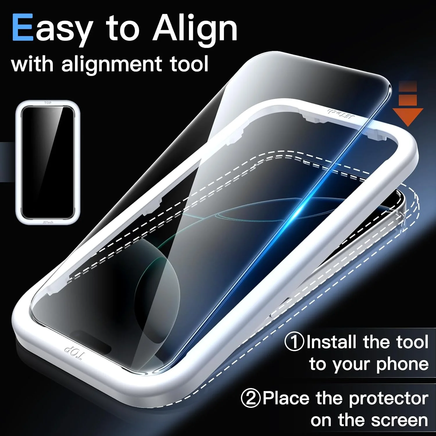 JETech Tempered Screen Protectors Glass Screen Protector for iPhone 16 Pro NEW - Image 4