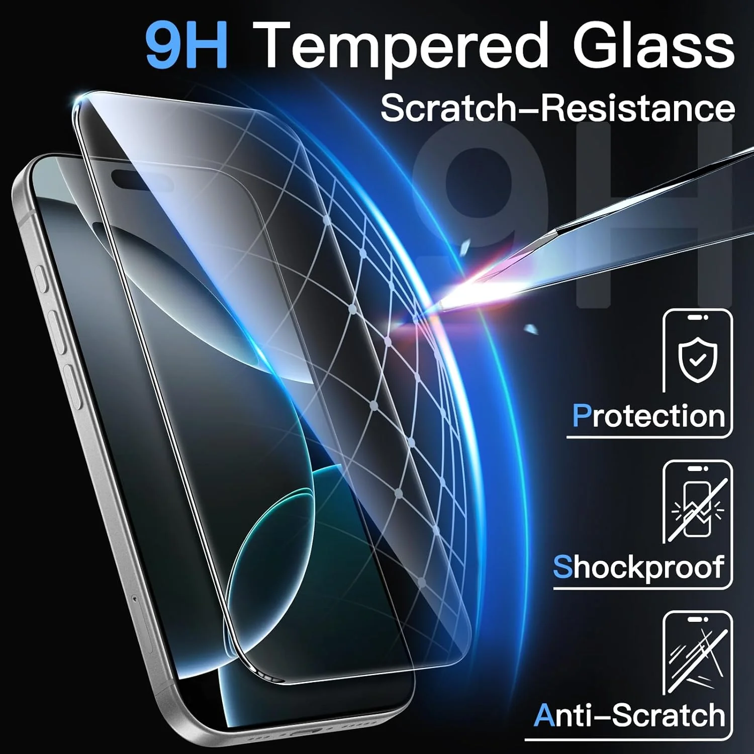 JETech Tempered Screen Protectors Glass Screen Protector for iPhone 16 Pro NEW - Image 5