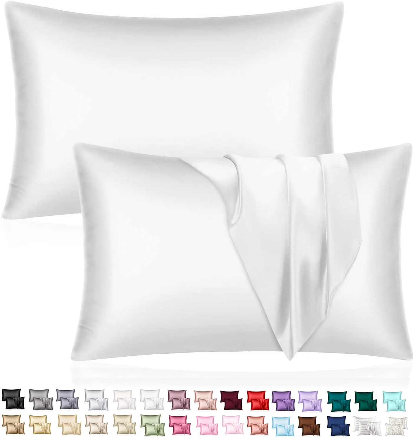 SANOOR Soft Pillowcases Breathable Smooth Silk Pillowcase Set White NEW