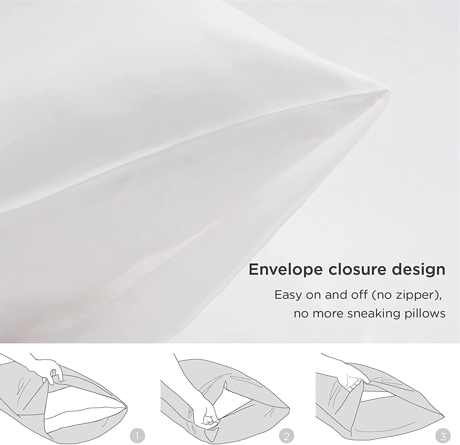 SANOOR Soft Pillowcases Breathable Smooth Silk Pillowcase Set White NEW - Image 2