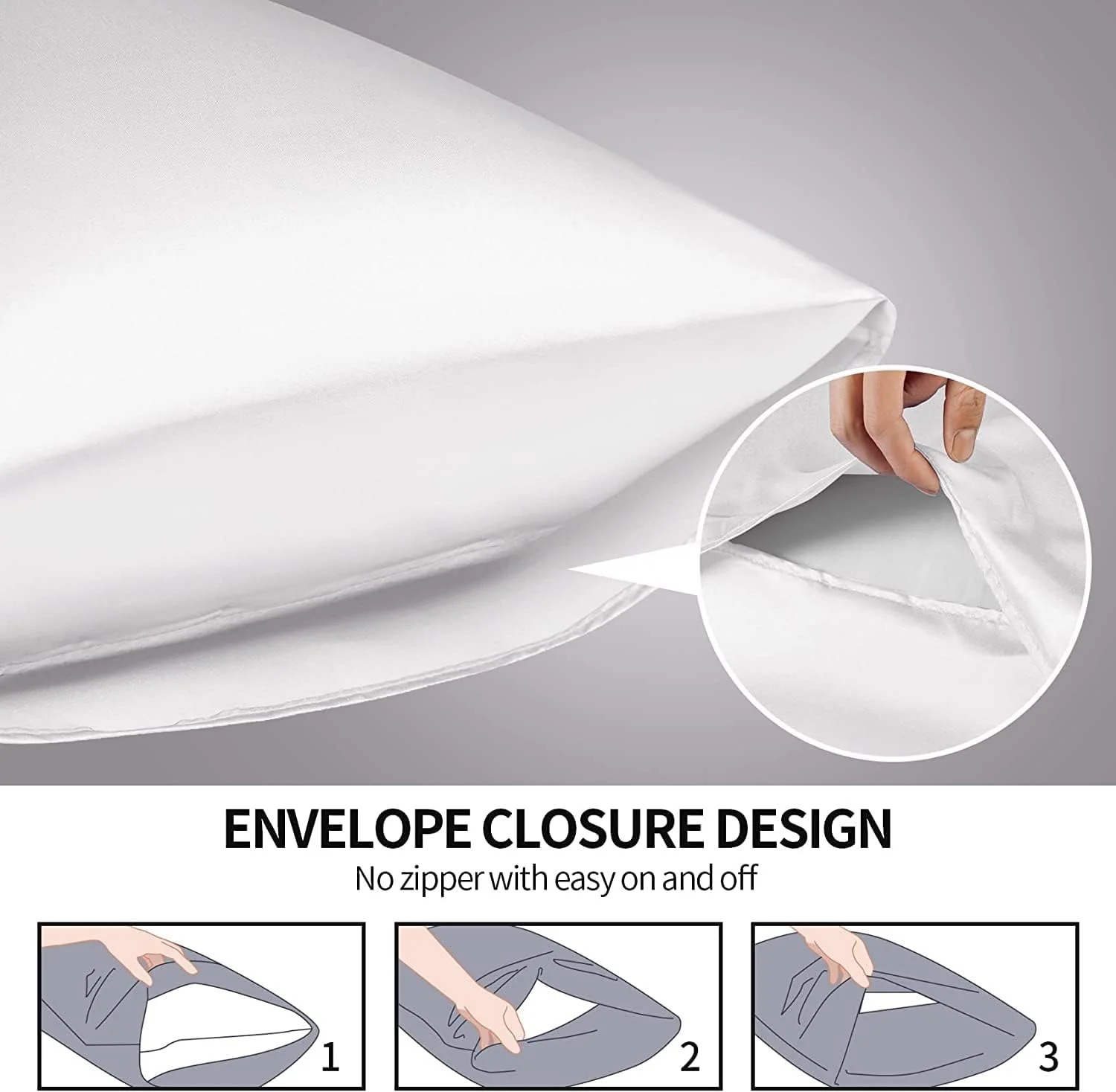 SANOOR Soft Pillowcases Breathable Smooth Silk Pillowcase Set White NEW - Image 4