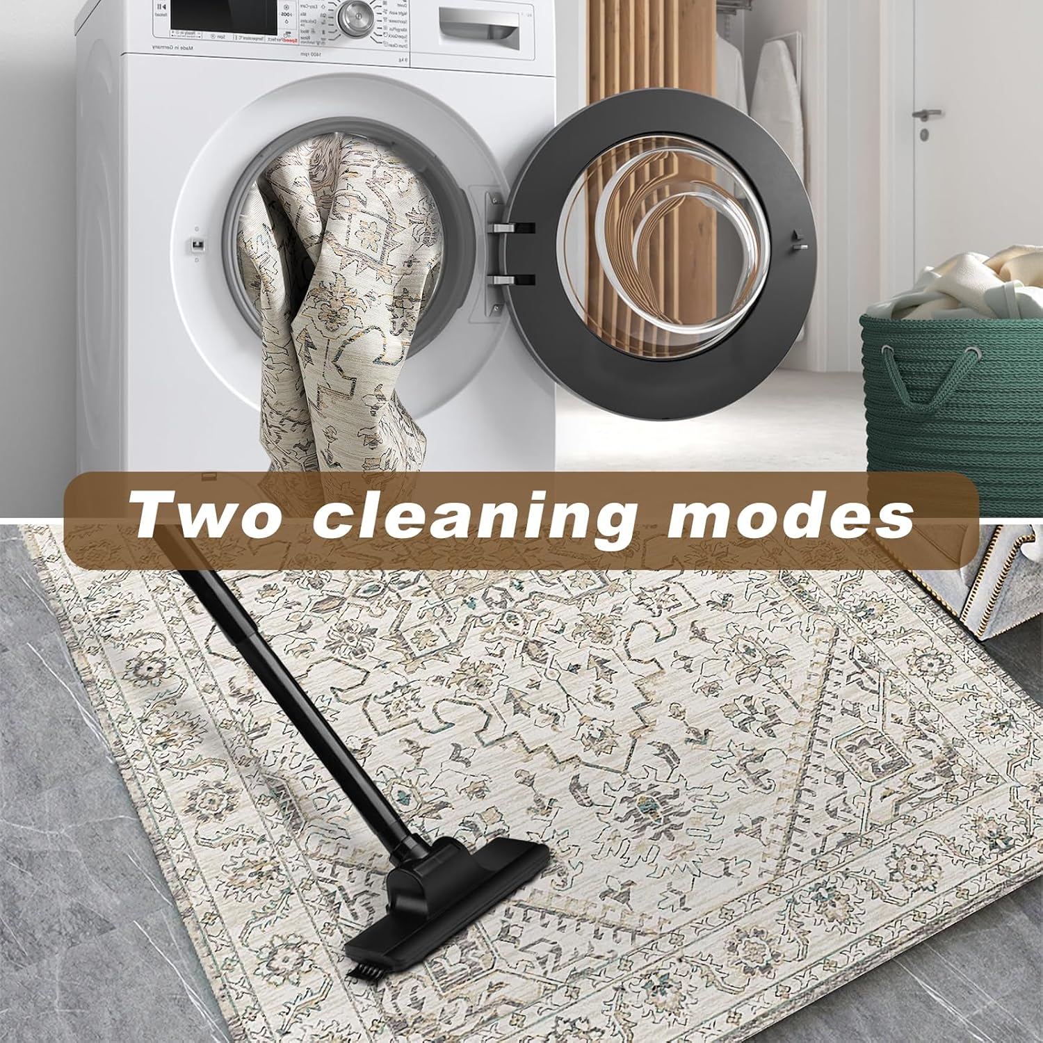 TFMODBFA Area Rugs Vintage Carpet Washable Non-Slip Ivory Size 200 x 300 cm NEW - Image 6