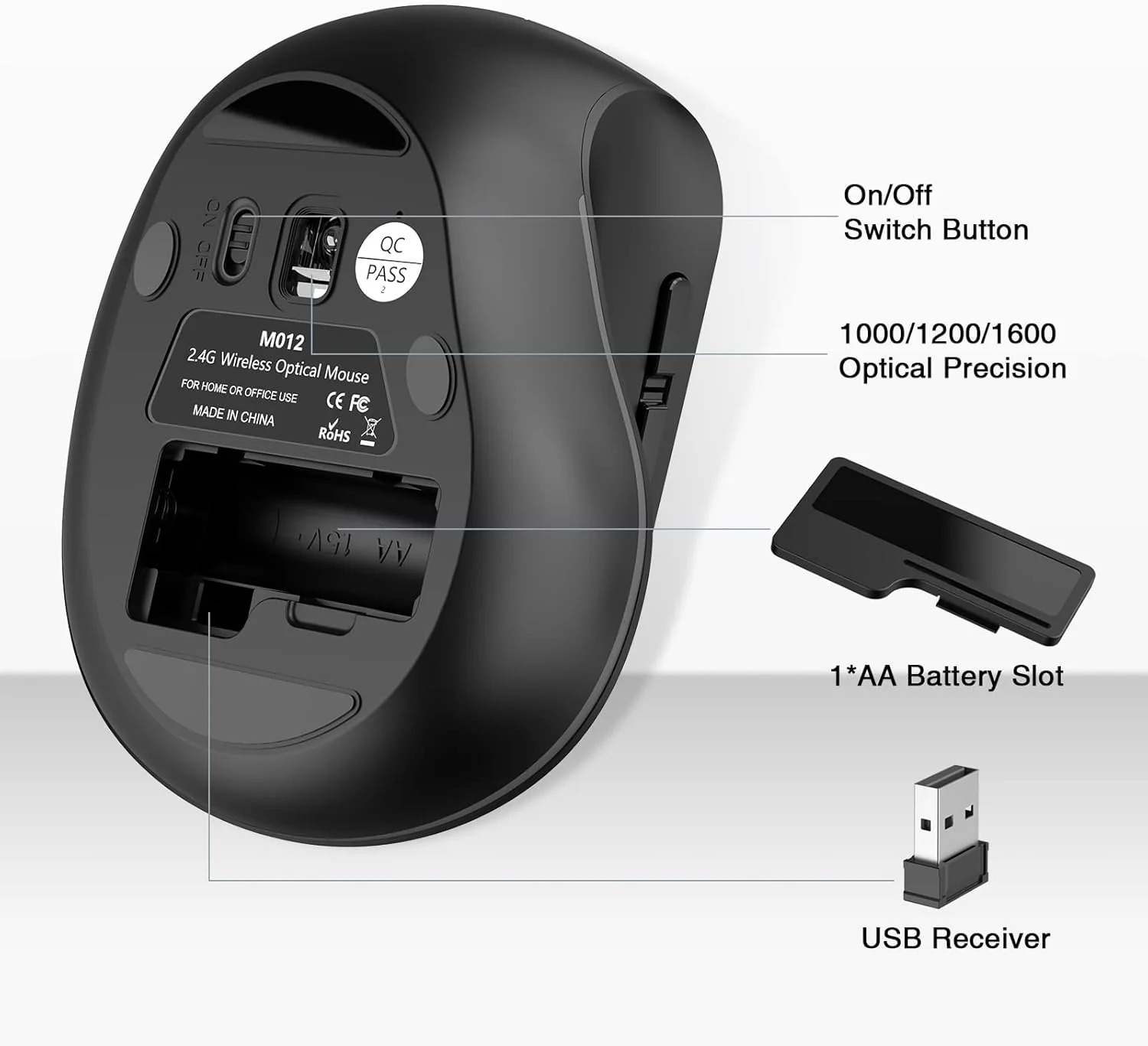 cimetech Wireless Mice Vertical Mouse Advanced Ergonomic USB Receiver Black DEMO - Image 4