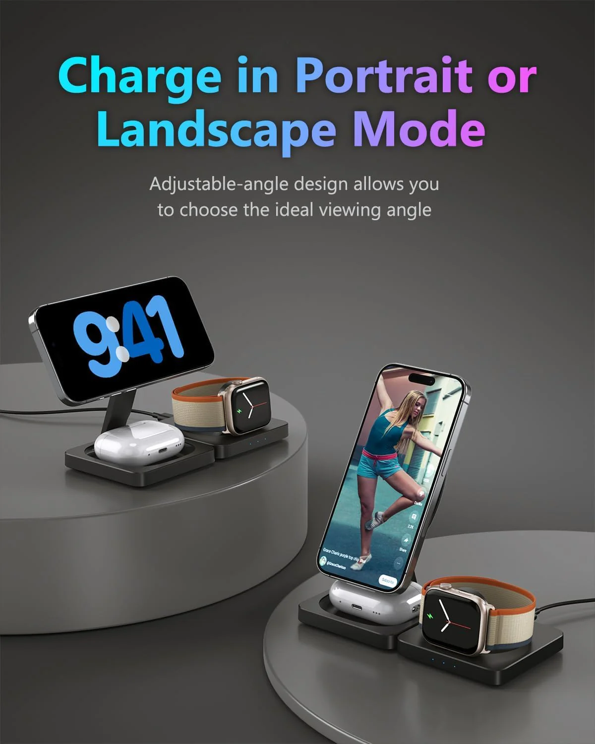 3 in 1 Wireless Charging Station for Apple Watch and iPhone Magsafe DEMO - Image 4