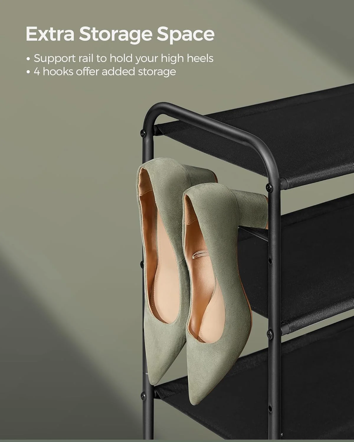 SONGMICS 2 Free Standing Shoe Racks Tier Fabric Shoe Organizer Dove Grey NEW - Image 6
