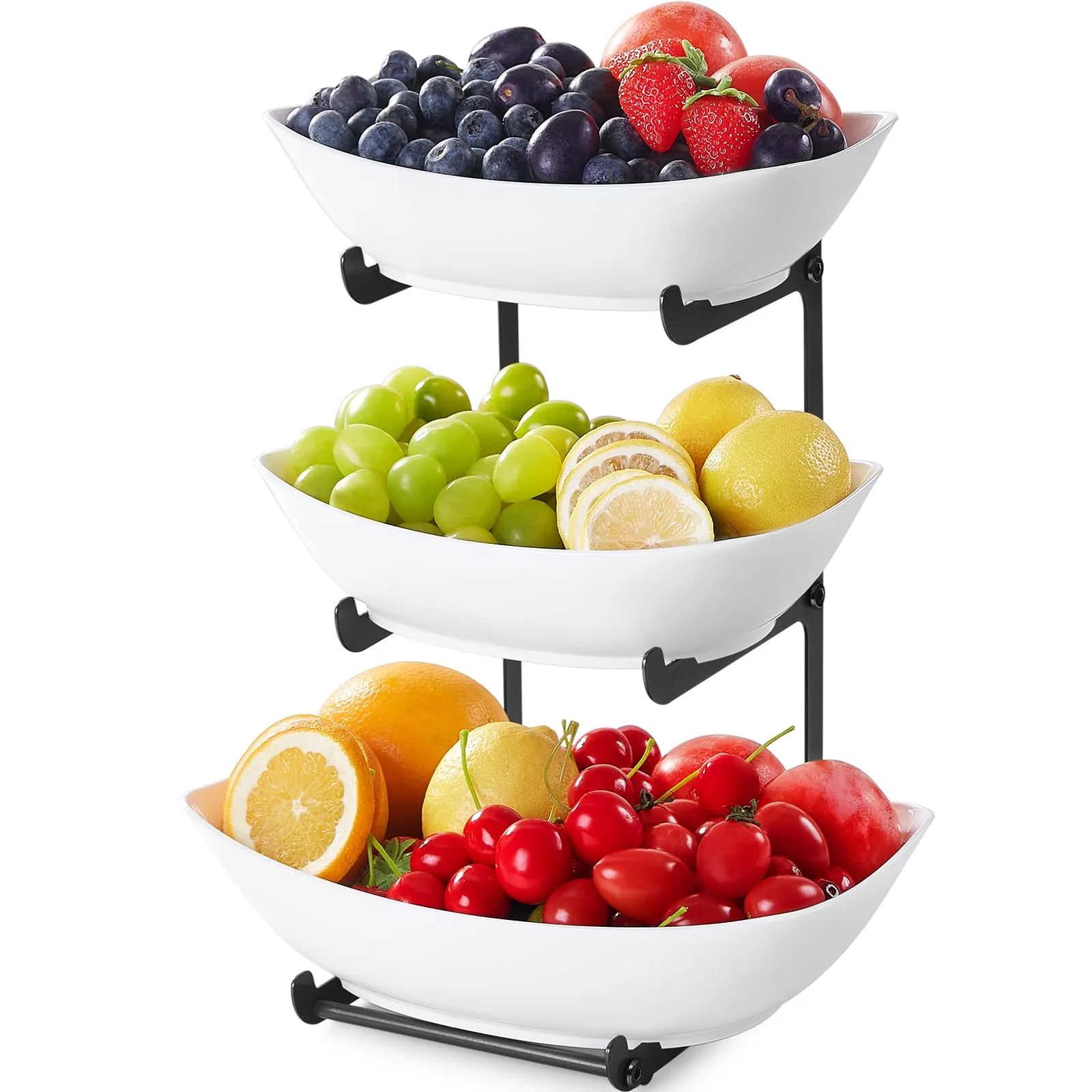 Lifewit 3 Tier Plastic Fruit Holder Basket for Kitchen Countertop Serving DEMO
