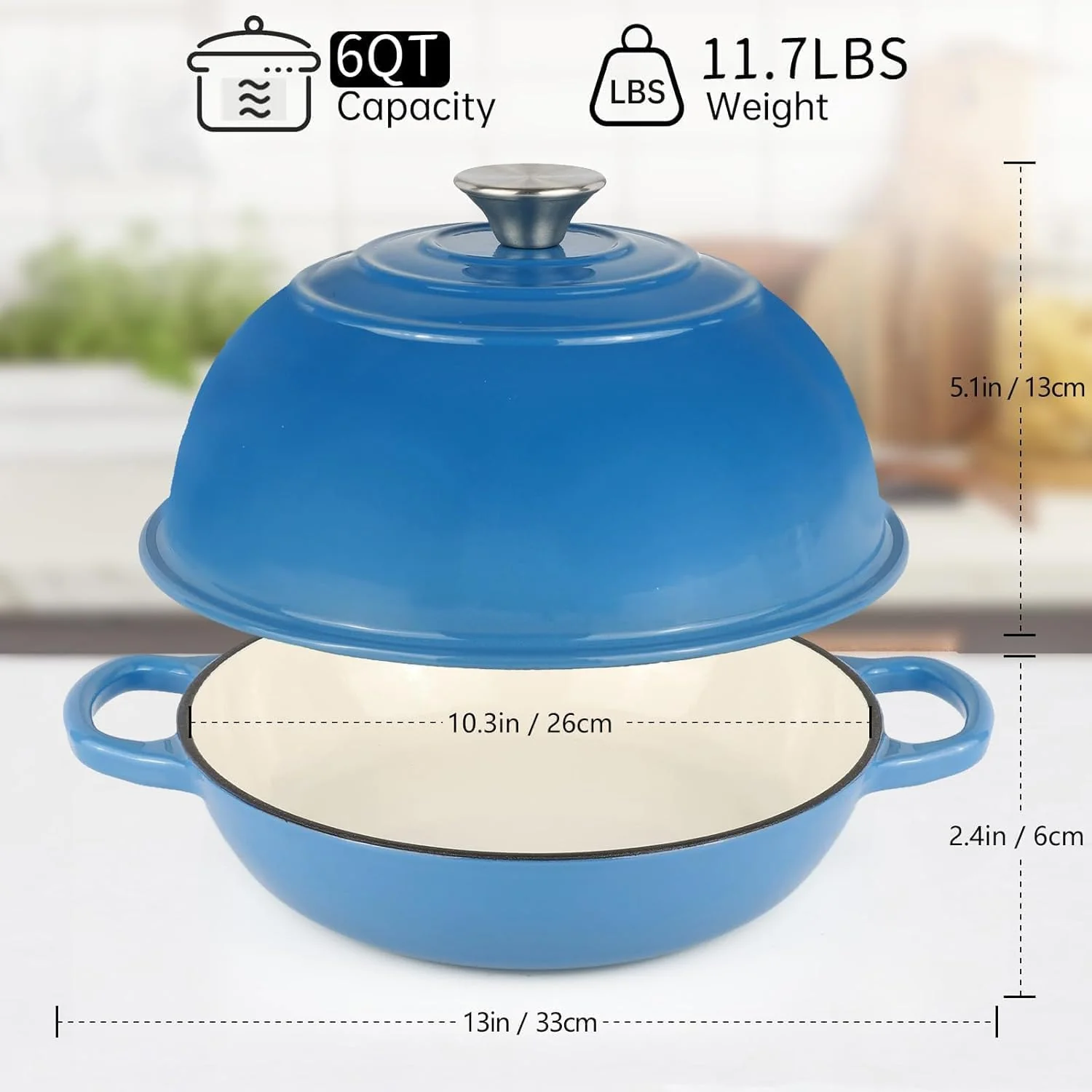 Quintin 6 Dutch Ovens Quart Enameled Cast Iron Dutch Oven Pot with Lid, NEW - Image 2