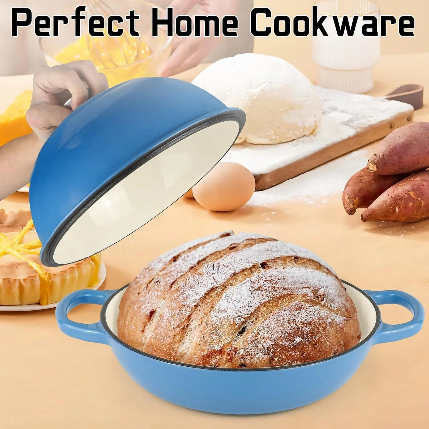 Quintin 6 Dutch Ovens Quart Enameled Cast Iron Dutch Oven Pot with Lid, NEW - Image 3