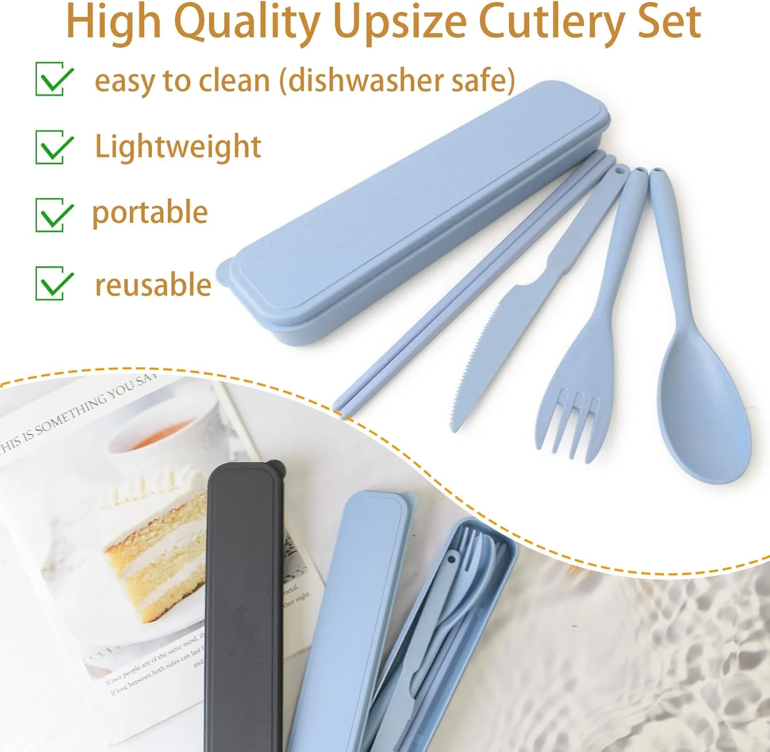 Loyzcy Reusable Mixed Cutlery Sets Travel Cutlery Set 2 Piece Mixed Sets NEW - Image 6