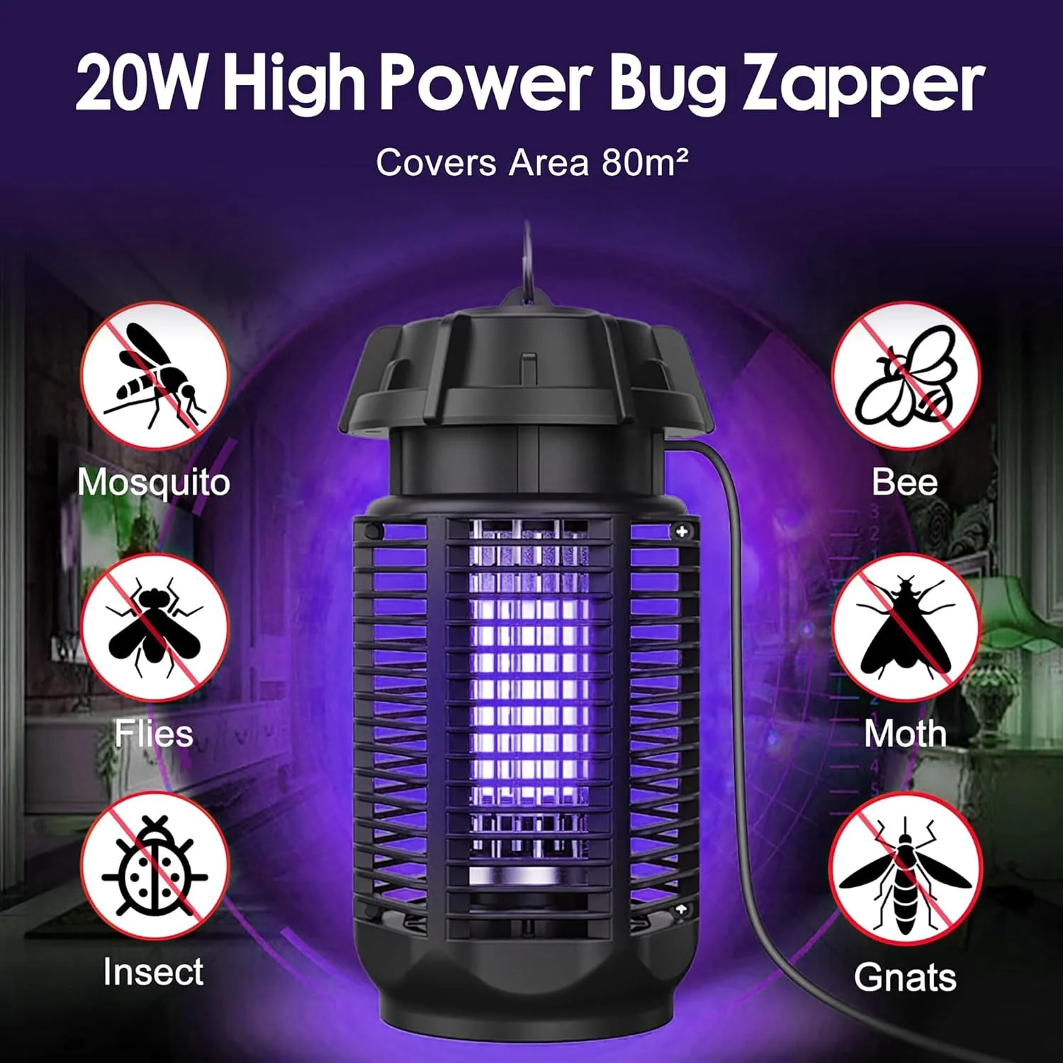 Anyuainiya Traps Mosquito Zapper Electric Bug Killer Outdoor Pest Control NEW - Image 2