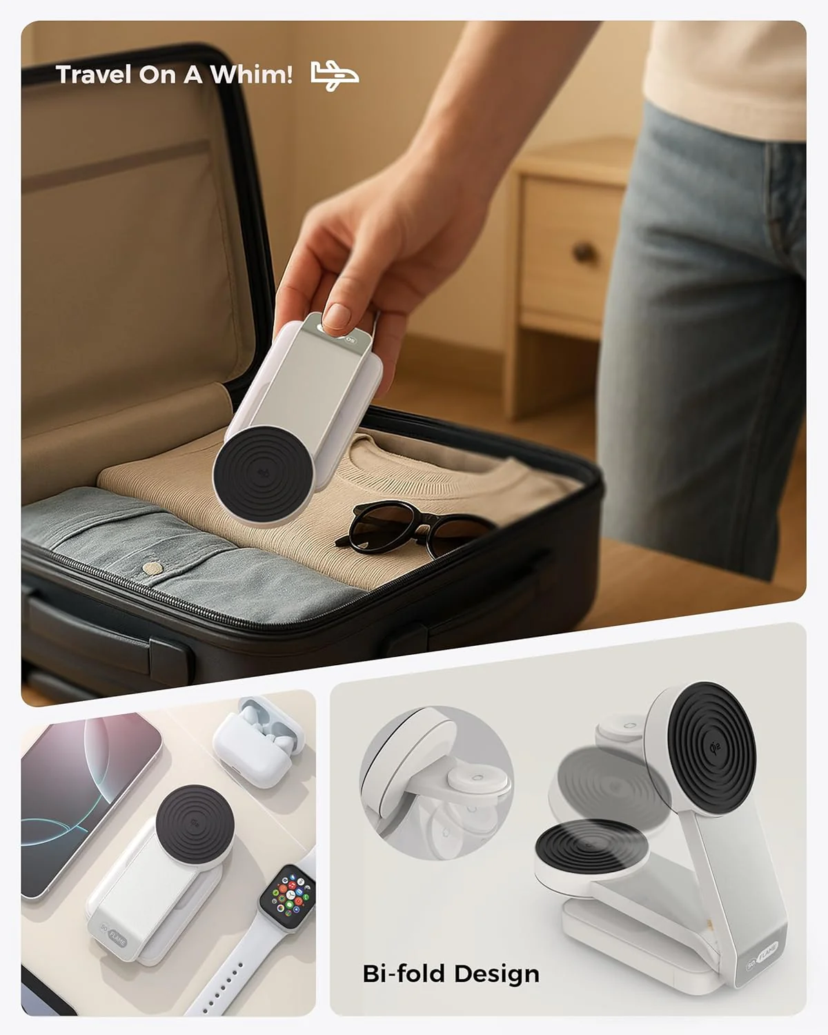 SOFLAME 3-in-1 Induction Chargers Foldable Magnetic Wireless Charger NEW - Image 4