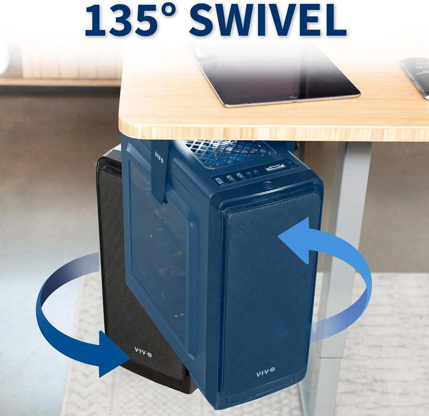 VIVO Adjustable Under Desk and Wall PC Mount Computer Case Holder Swivel NEW - Image 2