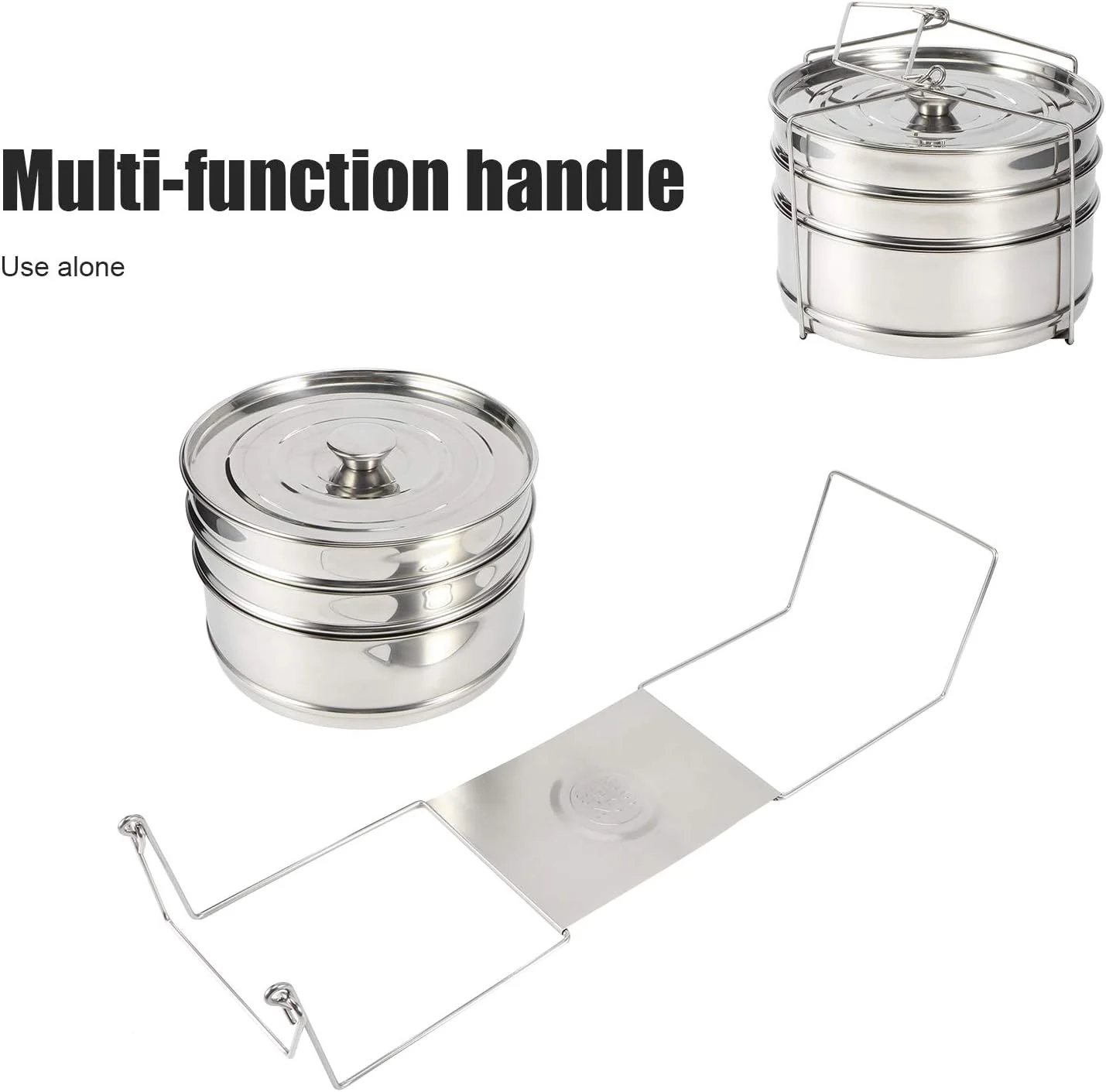 Fdit Stackable Steamers Steamer Insert Pans 3 Tier Stainless Steel Cooker DEMO - Image 3