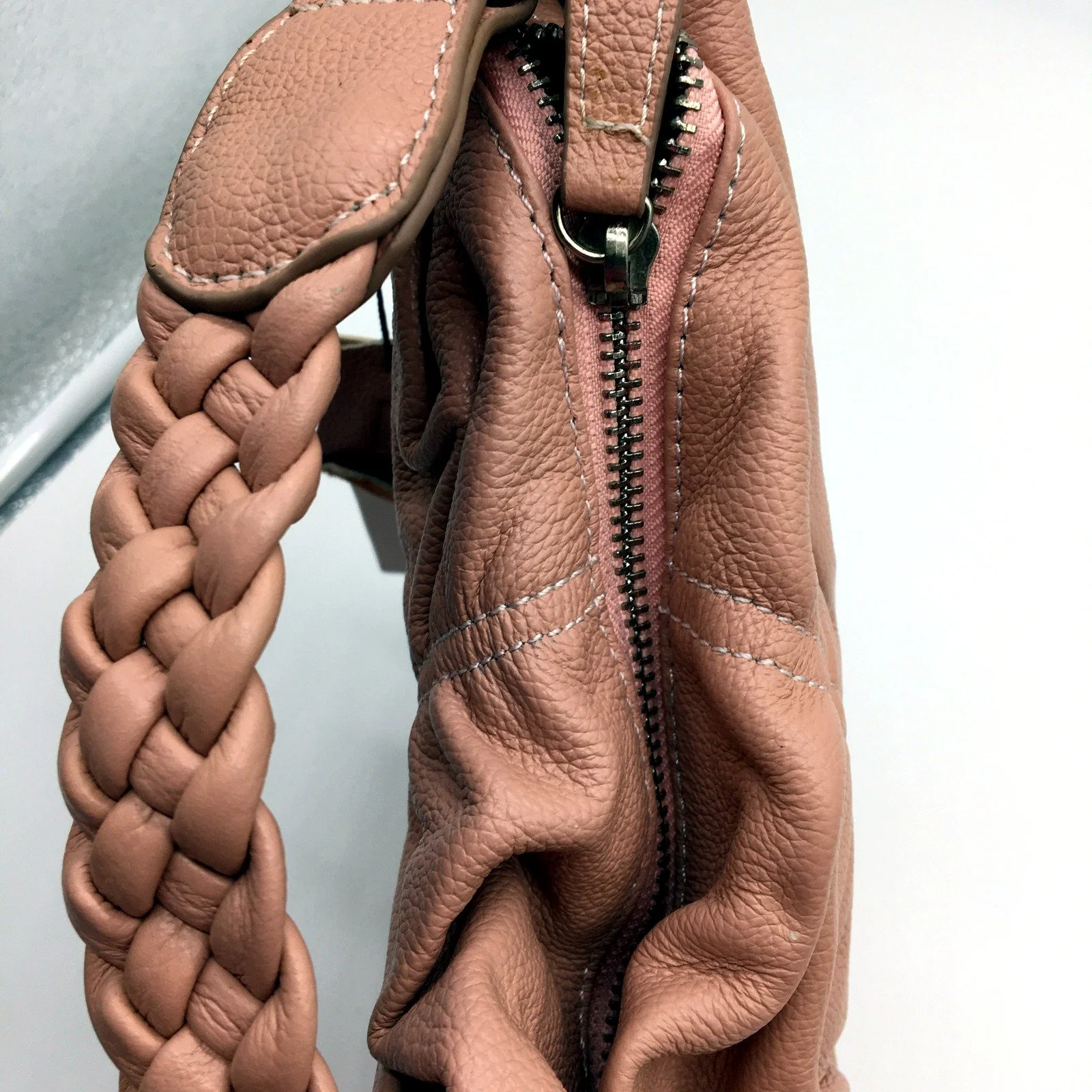 Poppy Green Womens Blush Pink Leather Hobo Handbag Purse NEW - Image 2
