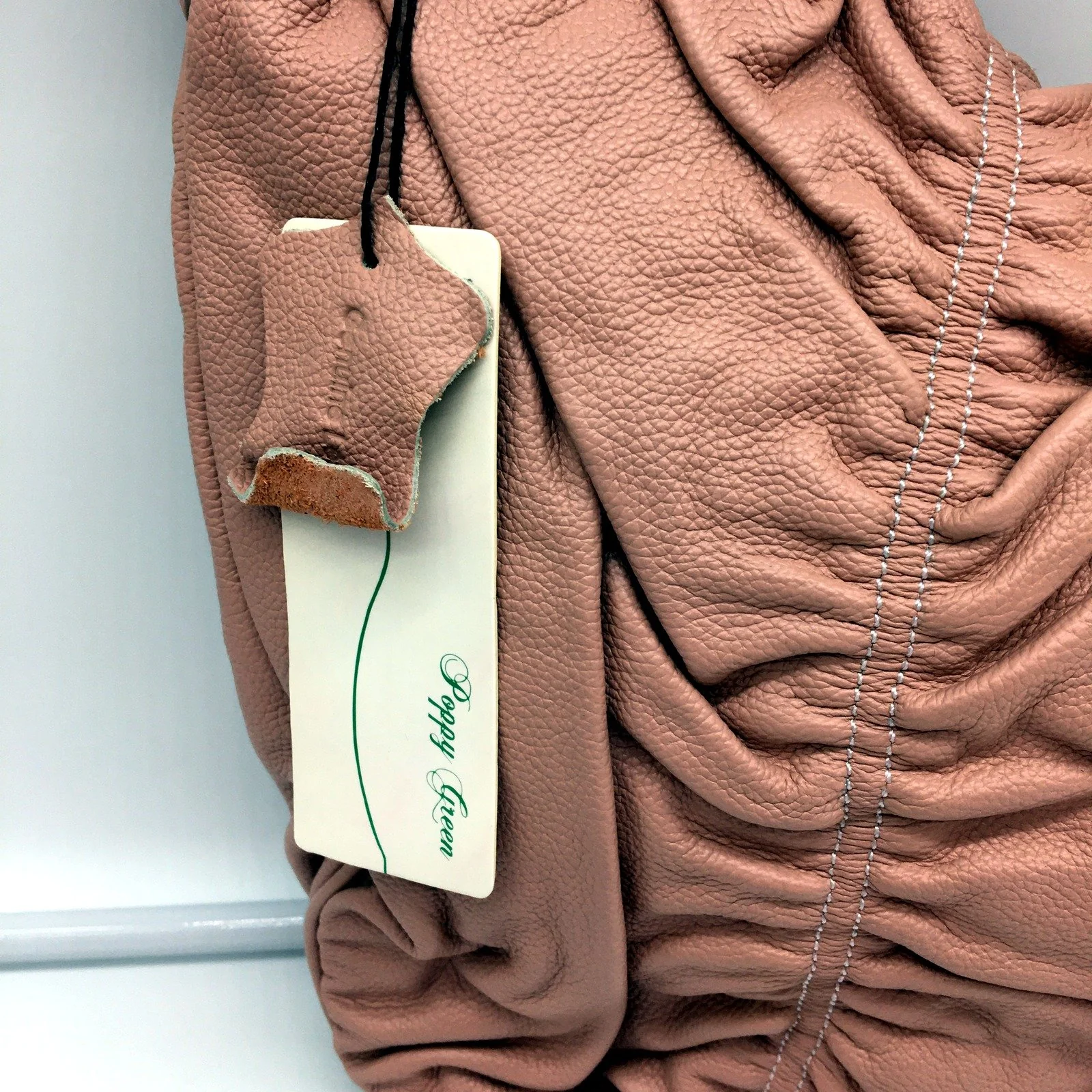 Poppy Green Womens Blush Pink Leather Hobo Handbag Purse NEW - Image 4