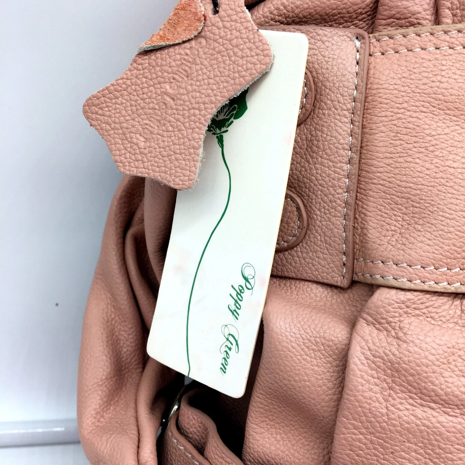 Poppy Green Womens Blush Pink Buckle Feature Leather Shoulder Bag NEW - Image 3