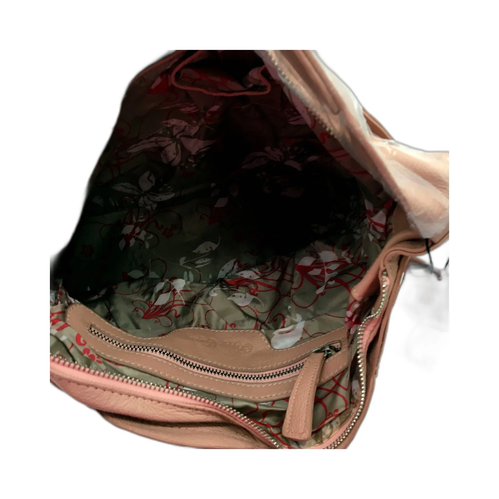 Poppy Green Womens Leather Handbag Blush Pink Pleated Tote Satchel Bag NEW - Image 3